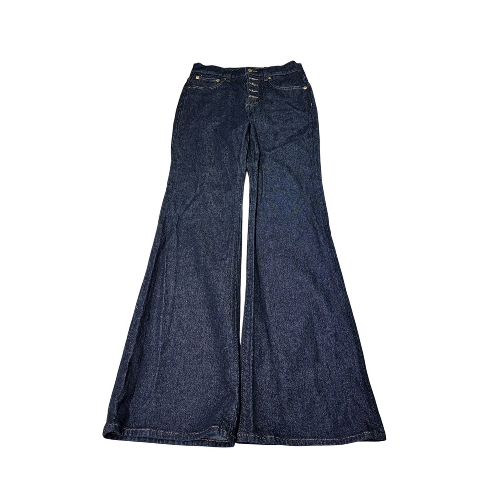 J.Crew 96 Flare Jeans Indigo Blue High Rise Button Fly CF226 Womens Size 26X32